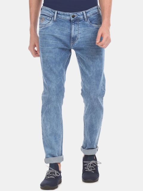 

U.S. Polo Assn. Denim Co. Men Blue Slim Fit Mildly Distressed Heavy Fade Jeans