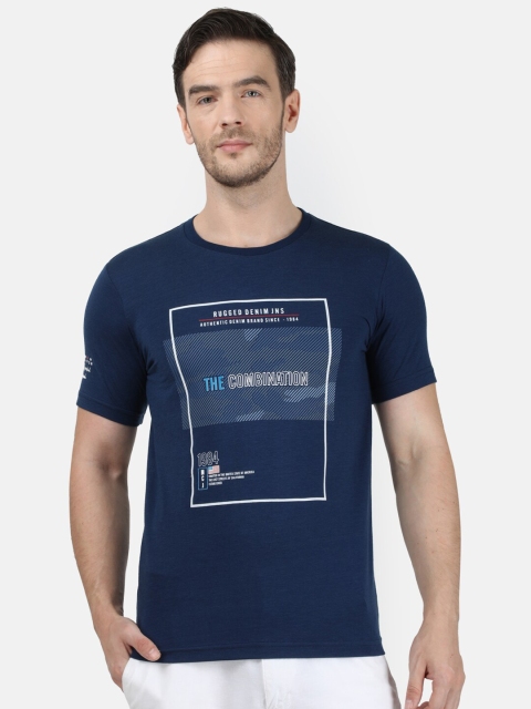 

Monte Carlo Men Blue Typography Printed Raw Edge T-shirt