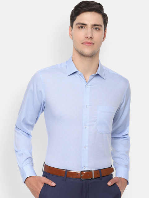 

Louis Philippe Men Blue Slim Fit Horizontal Stripes Casual Shirt