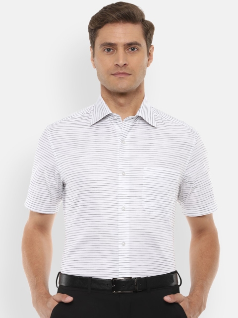 

Louis Philippe Men White Horizontal Stripes Striped Formal Shirt
