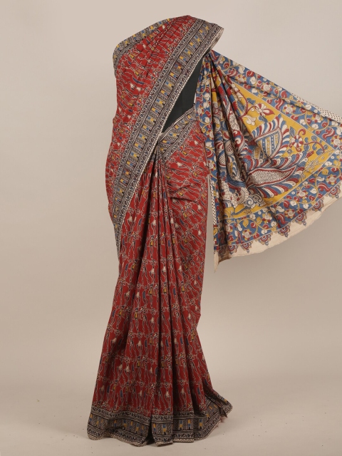 

Pothys Maroon & Yellow Kalamkari Saree