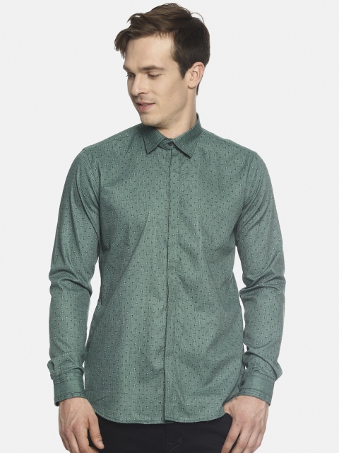 

COUPER & COLL Men Green Premium Slim Fit Printed Casual Shirt