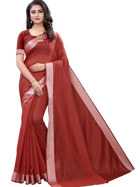 

KALINI Maroon & Silver Cotton Blend Saree
