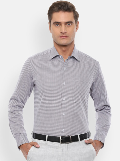 

Louis Philippe Men Grey Slim Fit Checked Formal Shirt