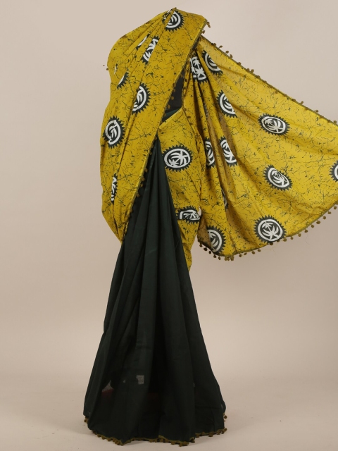 

Pothys Green & Black Ethnic Motifs Saree