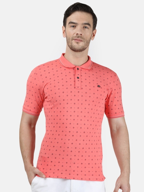 

Monte Carlo Men Pink Printed Polo Collar T-shirt