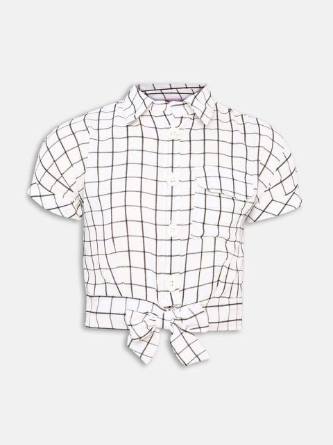 

Oxolloxo Girls White & Black Checked Casual Shirt
