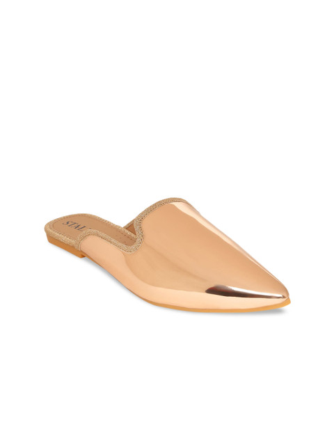 

STALK Women Gold-Toned Mules Flats