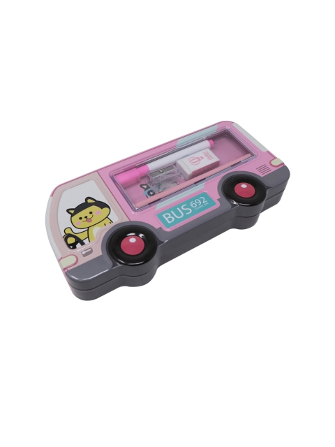 

QIPS Girls Pink & White Metal Pencil Box