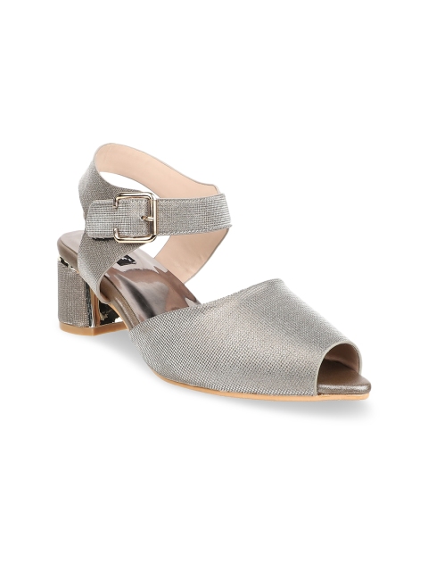 

Sherrif Shoes Copper Textured Block Heeled Pumps with Buckles