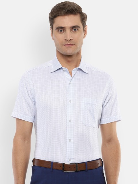 

Louis Philippe Men White Micro Checks Checked Casual Shirt