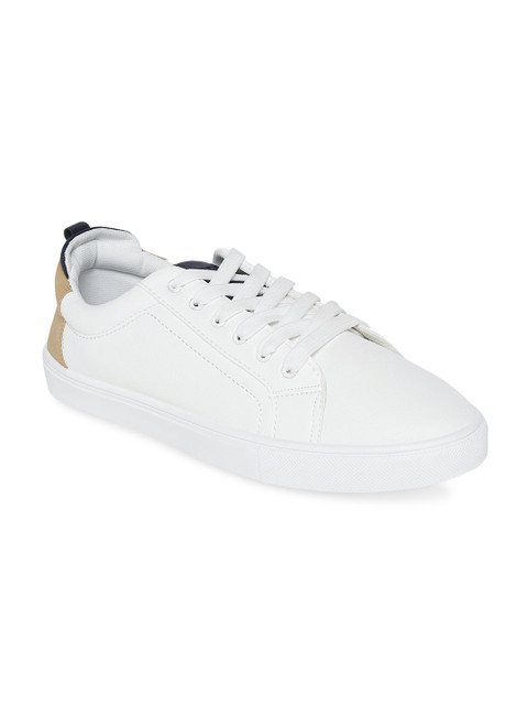 

BYFORD by Pantaloons Men White Striped Leather Sneakers