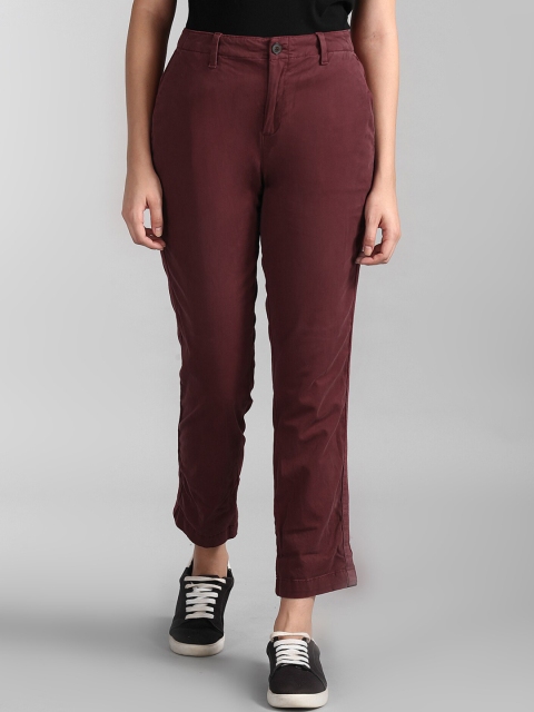 

GAP Women Maroon Twill Striped Chinos