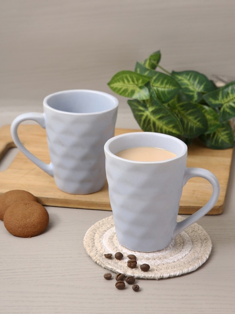 

Aapno Rajasthan Set Of 4 Blue Textured Ceramic Glossy Mugs