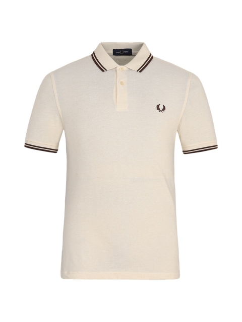 

Fred Perry Men Cream Polo Collar T-shirt