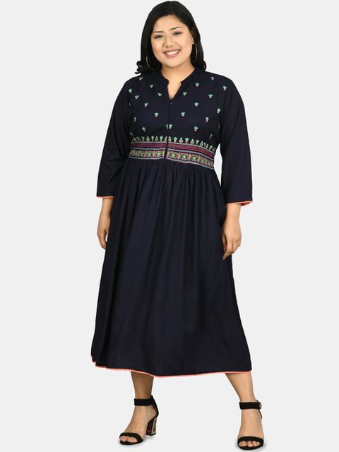 

DesiNoor com Navy Blue Midi Dress