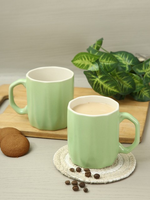

Aapno Rajasthan Set Of 4 Green Textured Ceramic Glossy Mugs