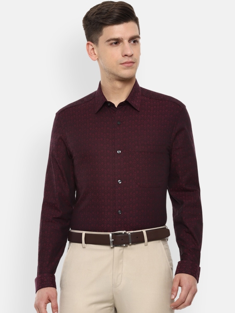 

Louis Philippe Men Maroon Printed Cotton Formal Shirt