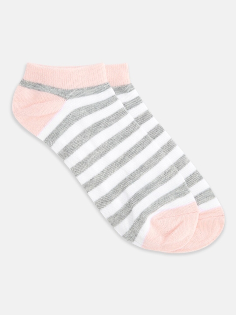

Honey by Pantaloons Women Grey & White Striped Ankle Length Socks