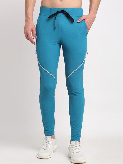 

NEUDIS Men Teal Blue Solid Structured Slim-Fit Training Track Pants