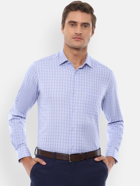 

Louis Philippe Men Blue Slim Fit Checked Casual Shirt