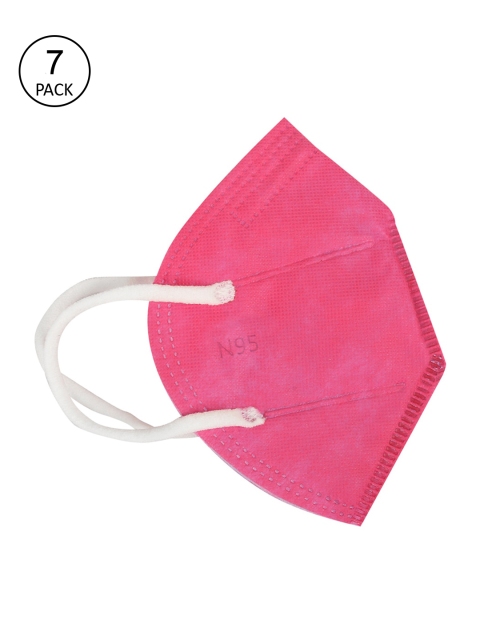

Fashitale Unisex Pack Of 7 Pink Solid 5-ply KN95 Outdoor Reusable Face Masks
