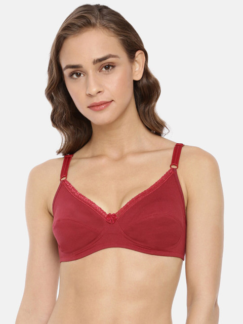 

Macrowoman W-Series Maroon Solid Non-Wired Non Padded Everyday Bra MW1008