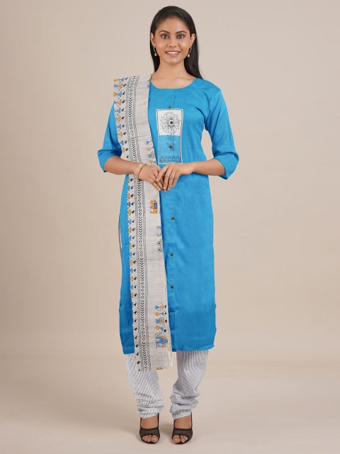 

Pothys Blue & Grey Unstitched Dress Material