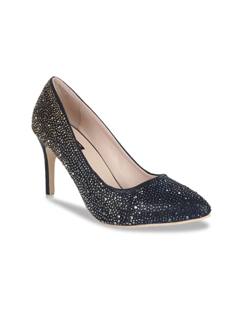 

Sherrif Shoes Black Embellished Stiletto Pointed Toe Pumps