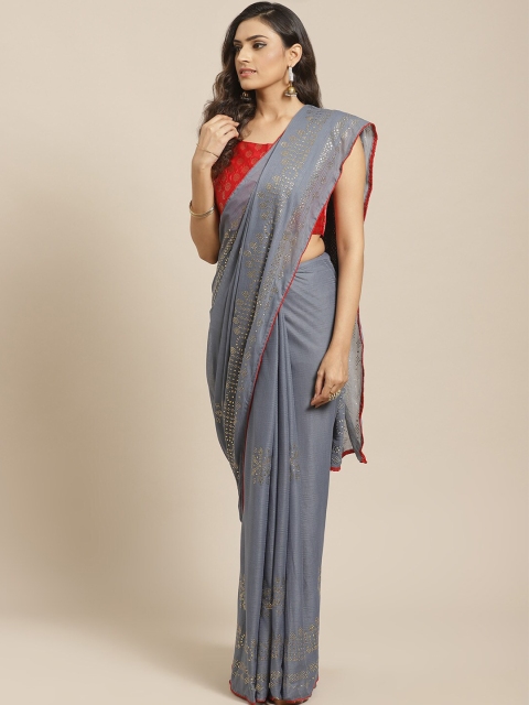 

Saree mall Grey Embellished Sarees