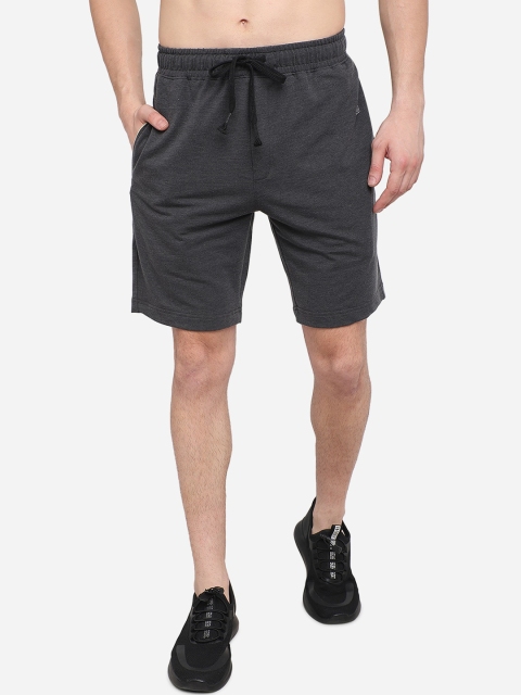 

JADE BLUE Men Grey Pure Cotton Mid-Rise Regular Shorts