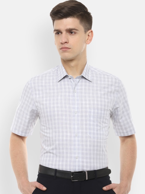 

Louis Philippe Men White Slim Fit Checked Casual Shirt