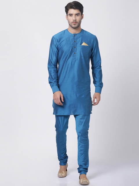 

VASTRAMAY Men Turquoise Blue Kurta with Pyjamas