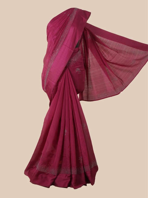 

Pothys Violet Beads and Stones Jute Silk Saree