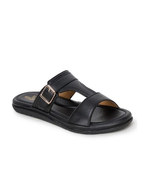 

Liberty Women Black Open Toe Flats with Buckle Detail