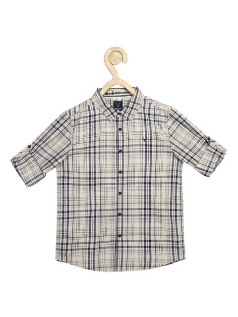 

Allen Solly Junior Boys Grey Pure Cotton Slim Fit Checked Casual Shirt