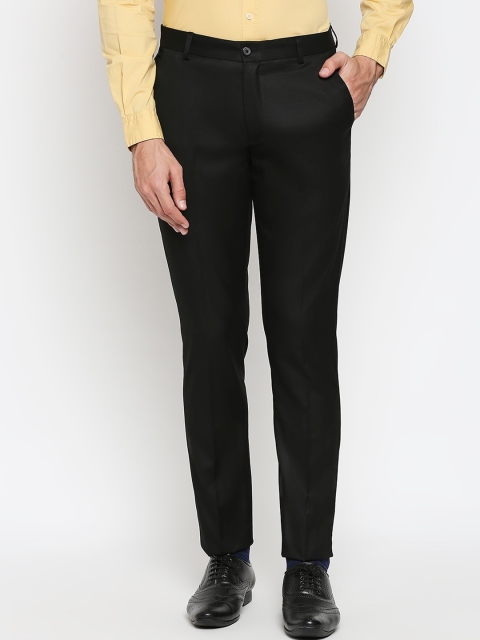 

Solemio Men Black Slim Fit Formal Trousers