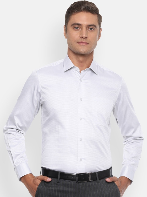 

Louis Philippe Men Grey Slim Fit Micro Checks Checked Casual Shirt