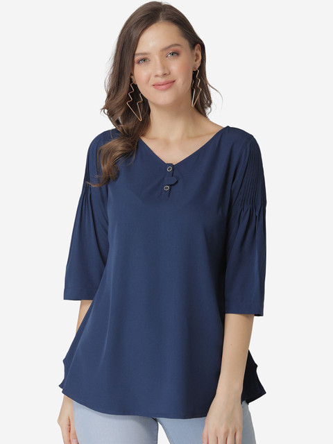 

Modriba Navy Blue Solid Tunic