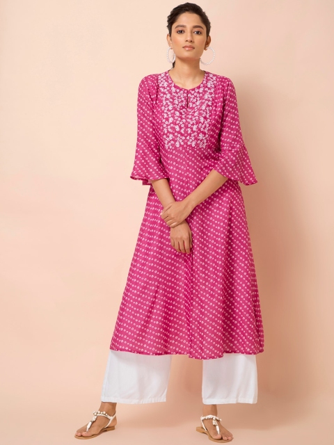 

INDYA Women Pink Panelled Kurti with Trousers