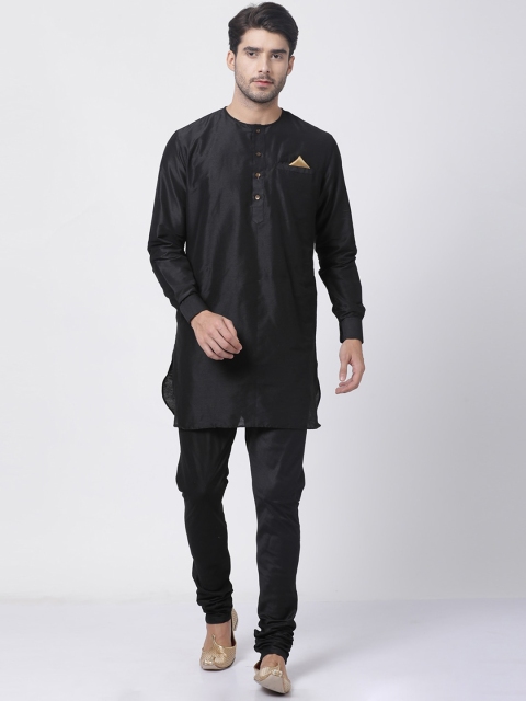 

VASTRAMAY Men Black Kurta with Churidar