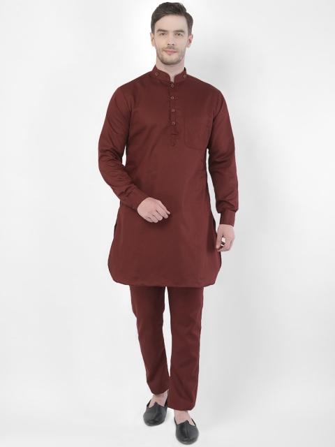 

SG LEMAN Men Maroon Kurta with Pyjamas