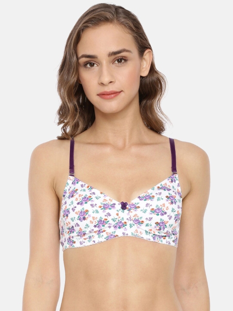 

Macrowoman W-Series Purple & White Floral Everyday Bra Full Coverage