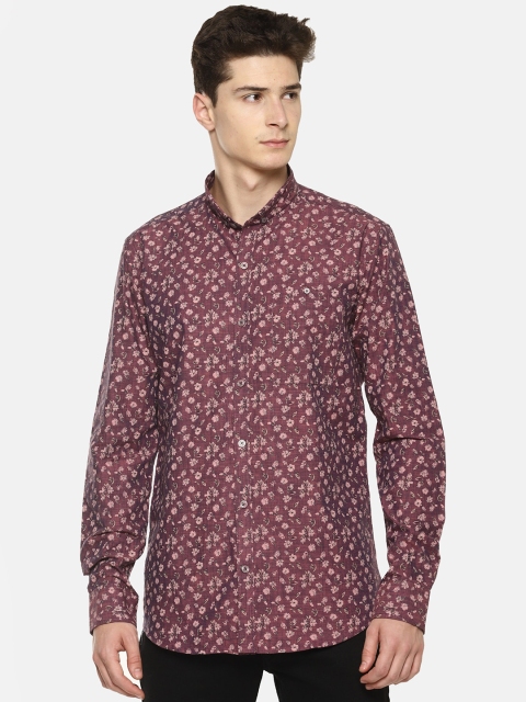 

COUPER & COLL Men Purple Slim Fit Floral Printed Casual Shirt