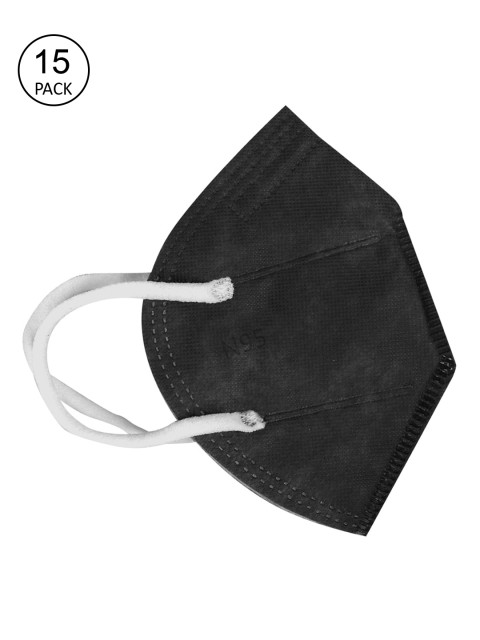 

Fashitale Adults Pack Of 15 Black Solid 5-Ply Reusable Anti-Pollution N95 Face Masks