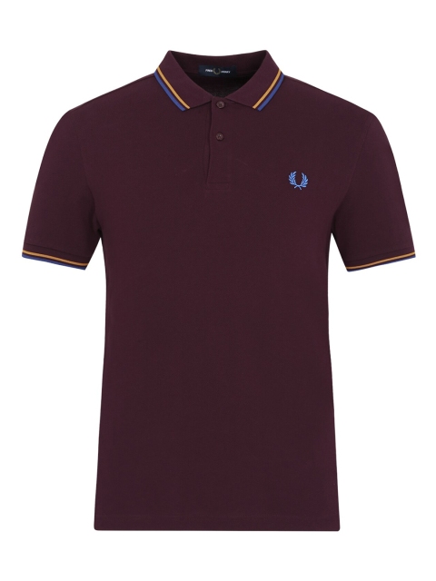 

Fred Perry Men Burgundy NA Polo Collar Applique T-shirt NA
