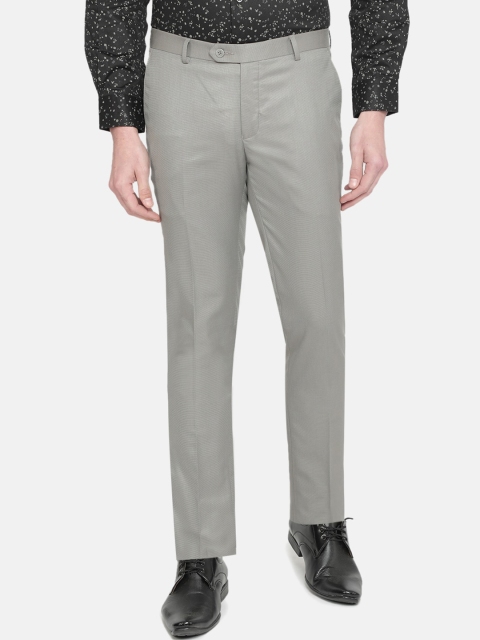 

J Hampstead Men Grey Slim Fit Formal Trousers