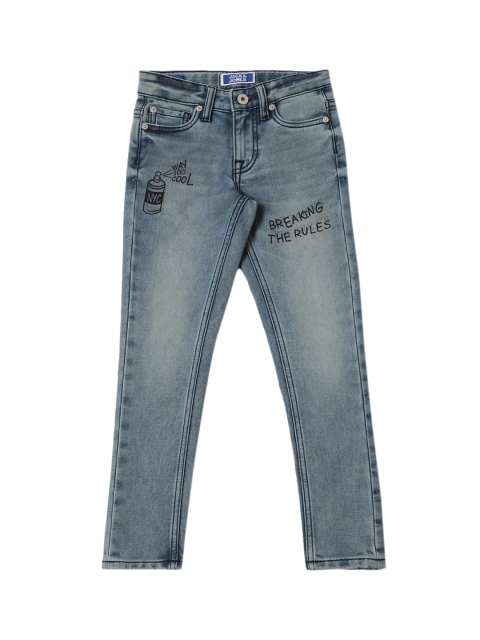 

Jack & Jones Boys Blue Skinny Fit Heavy Fade Cotton Jeans