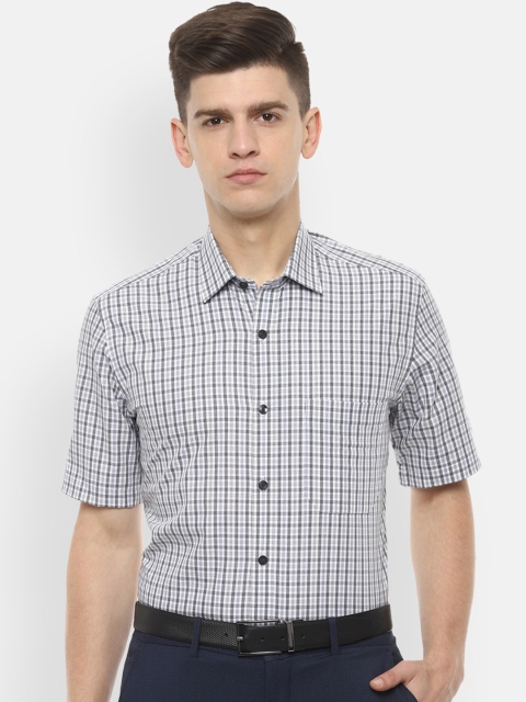 

Louis Philippe Men Grey & Blue Slim Fit Checked Casual Shirt