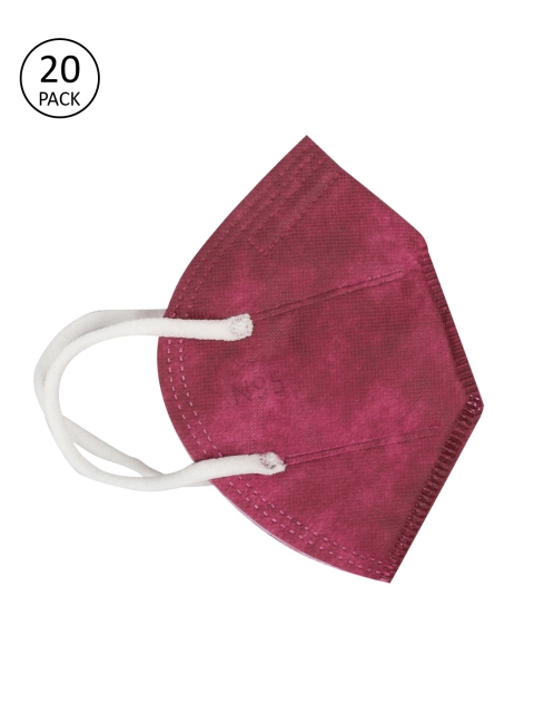 

Fashitale Pack Of 20 Maroon Solid 5 Ply Reusable N95 Masks